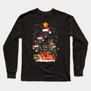 Funny Rottweiler Dog Christmas Tree Gift Xmas for Men Women Long Sleeve T-Shirt